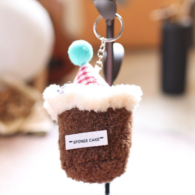 Cute Cartoon Cake Plush Toy Keychain Soft Stuffed Doll Keyring Bag Pendant Lovely Hanging Decoration Girl Gifts