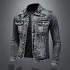 Men's Fashion Stand Collar Denim Jacket Trend Stretch Denim Jacket