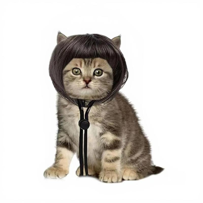 

Funny Cats Dogs Bob Bangs Wigs Costume Dog Wigs Hair Halloween Party Hat Headwear for Halloween/Christmas Present