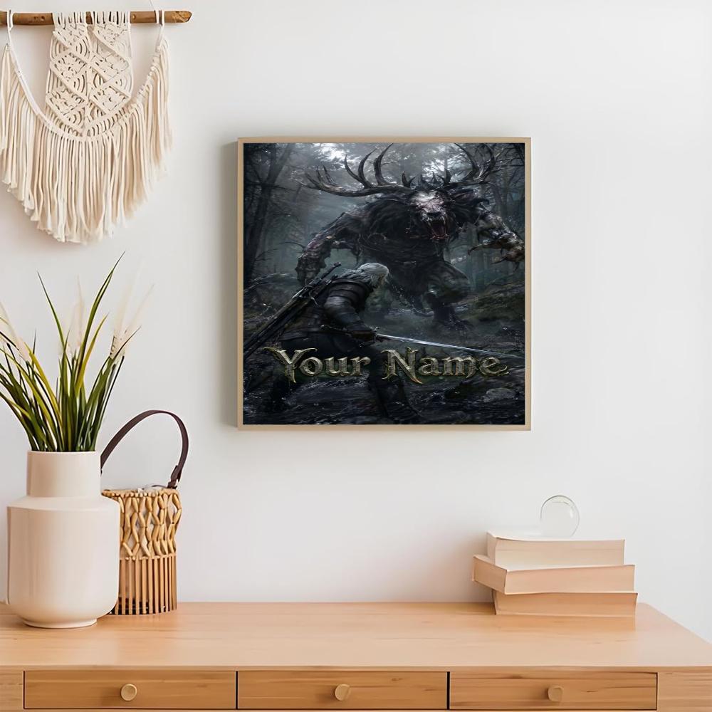 The Witcher 3 Customize Your Name Diamond Painting Round Diamond Diy Frameless Holiday Artwork Suitable For Home Office Wall Decoration