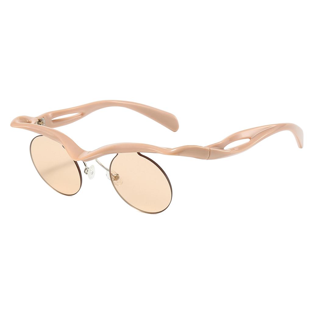 Semi-rimless Round Sunglasses  New Fashion Casual Shades Women Ins Trendy Brand Design Stylish Outdoor Sun Glasses
