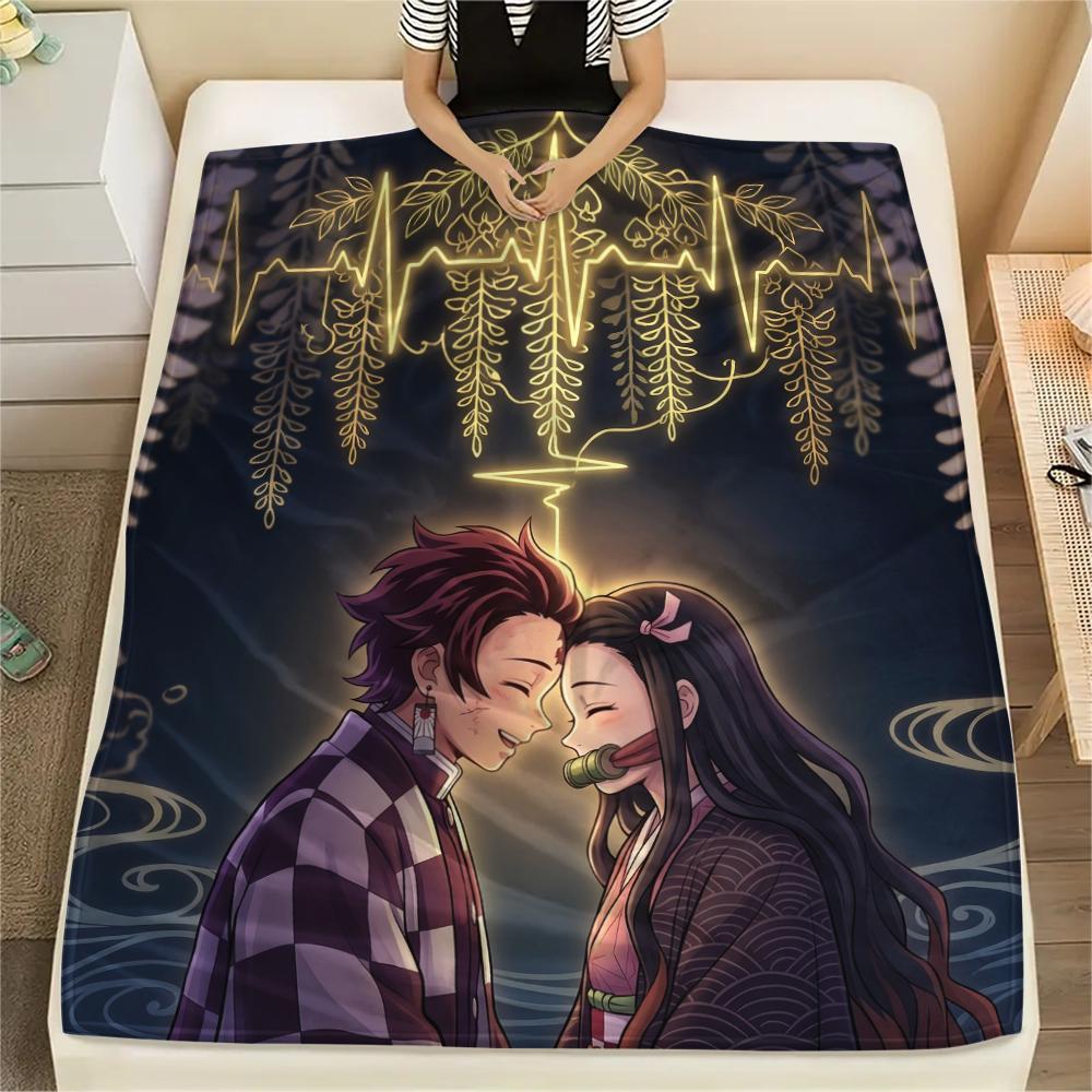 

Tanjiro Kamado and NezukoPrint Flannel Blanket, High quality Comfortable for All Seasons, Home Decor, Warmth and Comfort 80cm x 120cm