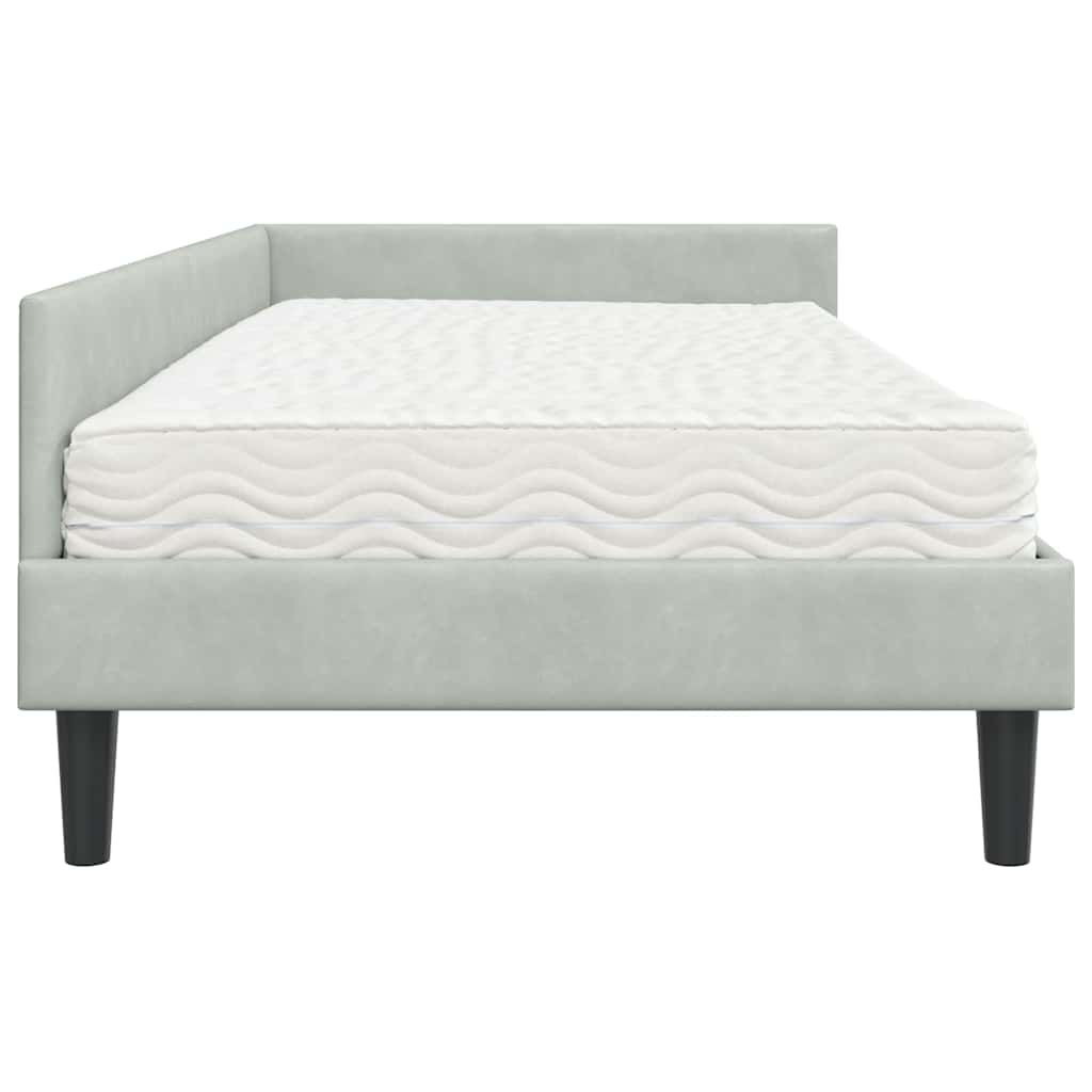 Corner Bed Frame with Mattress Other 2 pcs Light Grey Velvet