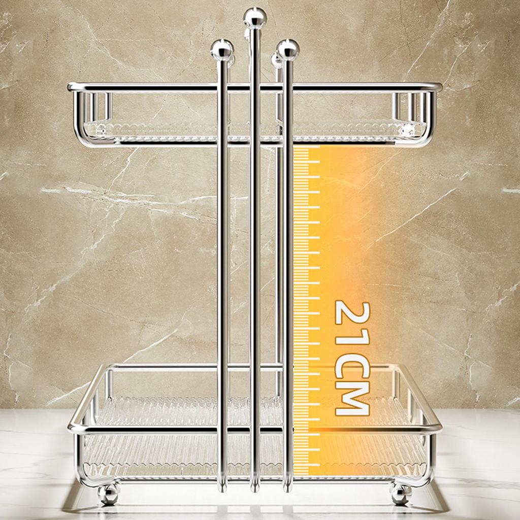 2 Layer Bathroom Countertop Organizer Multifunctional Rack ,Durable Desktop Cosmetic Storage Shelf