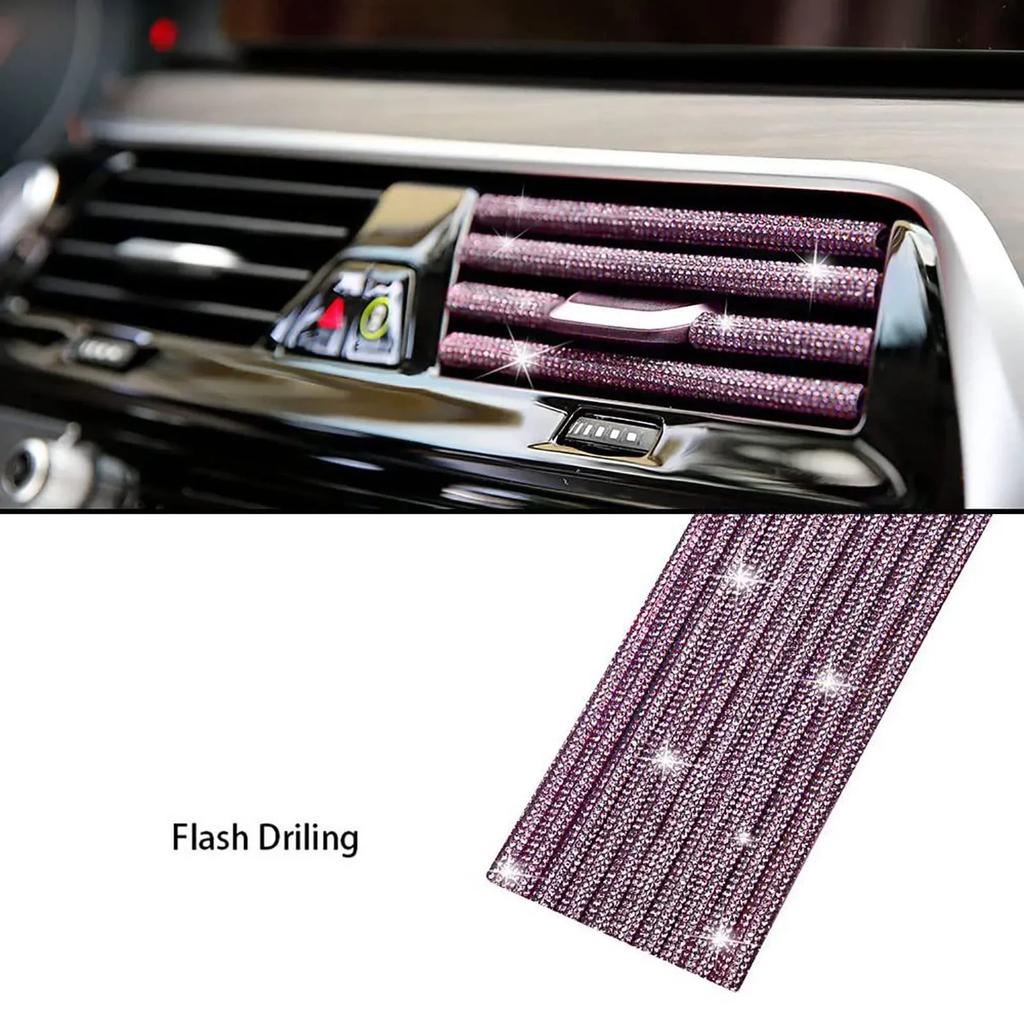 1/10Pcs Diamond Car Air Conditioner Outlet Strip Drill U Shape Rhinestone Clip Decoration Shiny Crystal Trim Strip Accessories