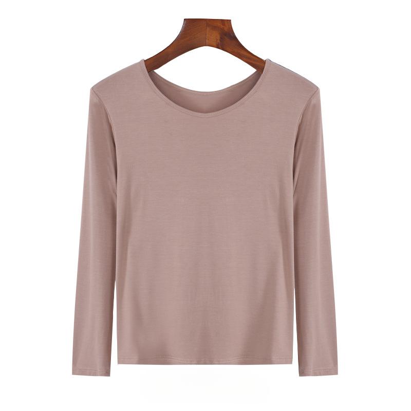 Dámský top s dlouhým rukávem Jarní a podzimní jednobarevný top tričko