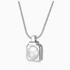 Simple And Fashionable Personality, Versatile Copper-Plated Platinum Inlaid Pearl Square Pendant, Collarbone Chain, Niche Design Necklace, Women