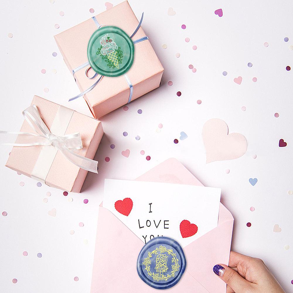 Wax Stamp 25mm Creative Removable Brass Stamp Head With Floral White Cloud Pattern For Envelopes, Invitations, Gift Cards