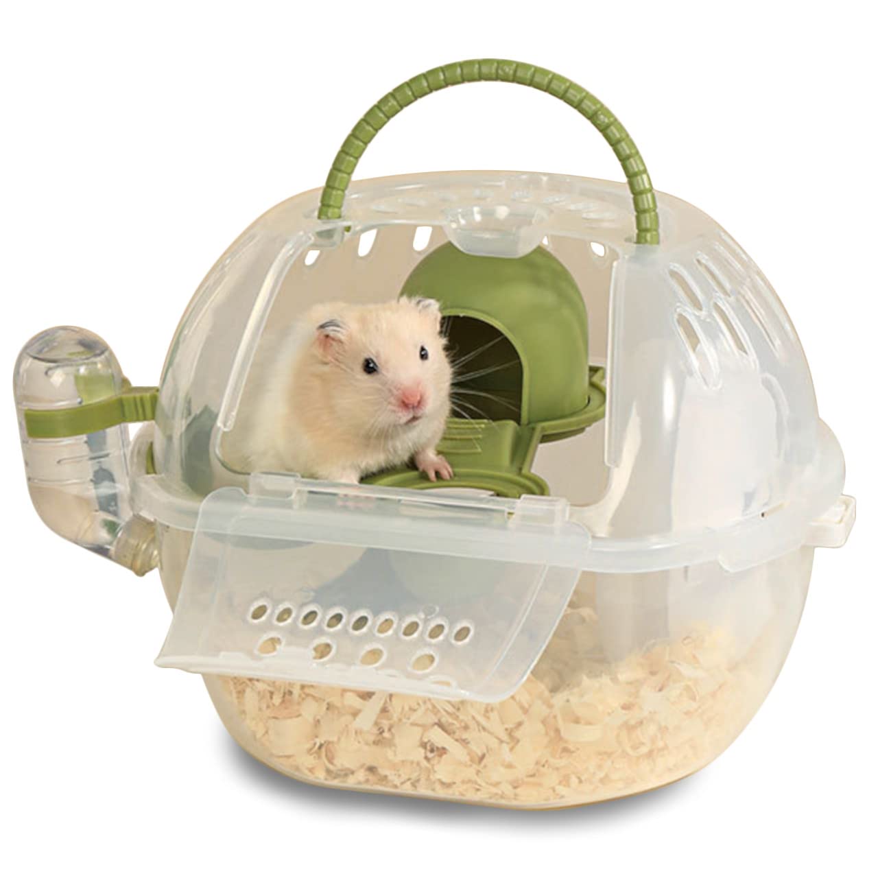 

VICHE CATT Hamster Cage, Hamster Carrier, Stylish Small Animal Cage with Water Dispenser (Green)