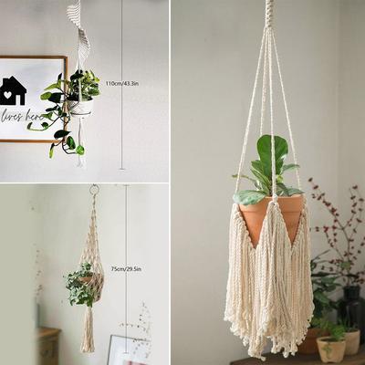 Für Innen Wohnzimmer Balkon Makramee Pflanzenhänger Handgemacht Beige Farbe Hängekorb Garten Pflanztopfhalter Dekor