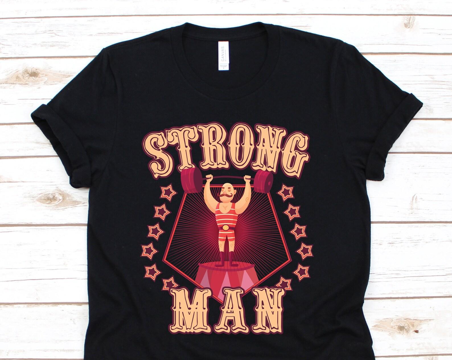 Strong Man Circus Staff Costume Carnival Vintage T-Shirt, Clowns Ringmaster Tee, Kids Birthday Children Party Present, Circus Lover Gifts, 160