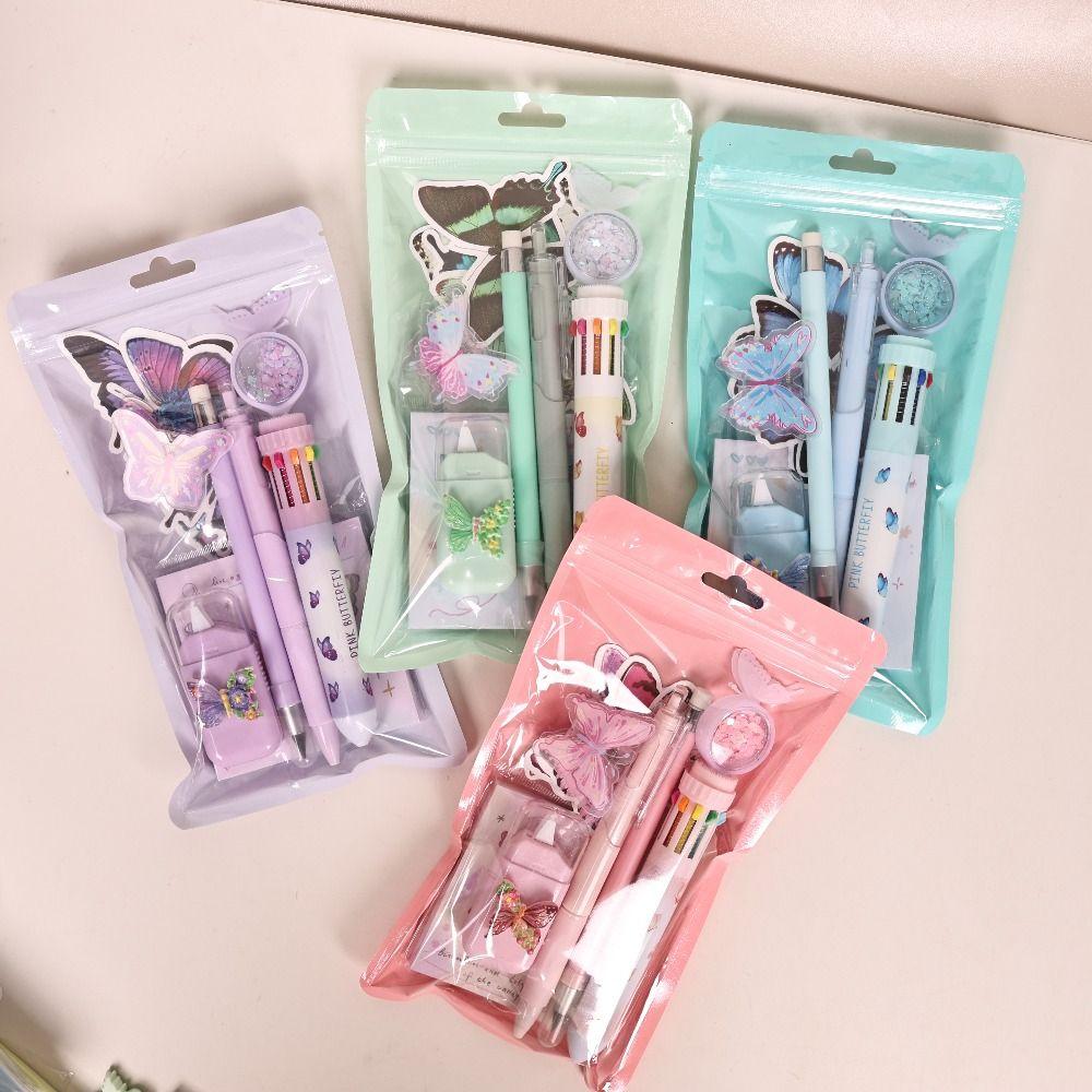 Complete Stationery Stationery Kit Dreamy Butterfly Theme Ballpoint Pen Gel Pen  School Supplies