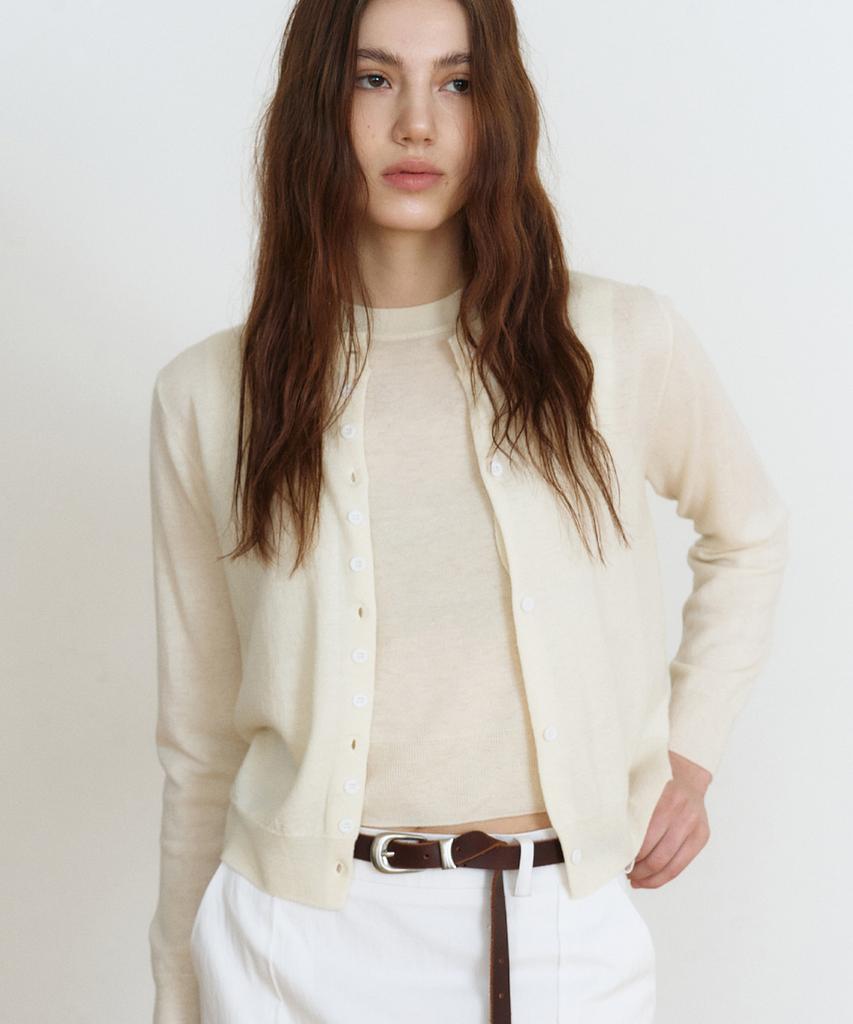 MAKE A TOAST Button Cardigan & Sleeveless Set (Ivory) Mbfsnt001Iv
