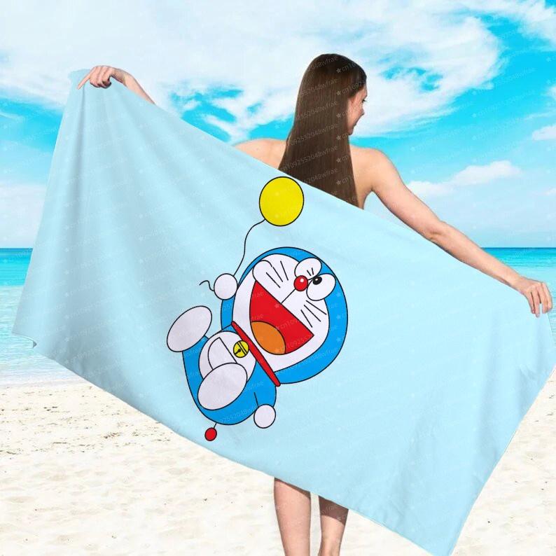 Doraemon Machine Cat Printed Beach Towel Microfiber Towel For Children/Adults Quick Drying Water Absorbing Swimming Pool Towel