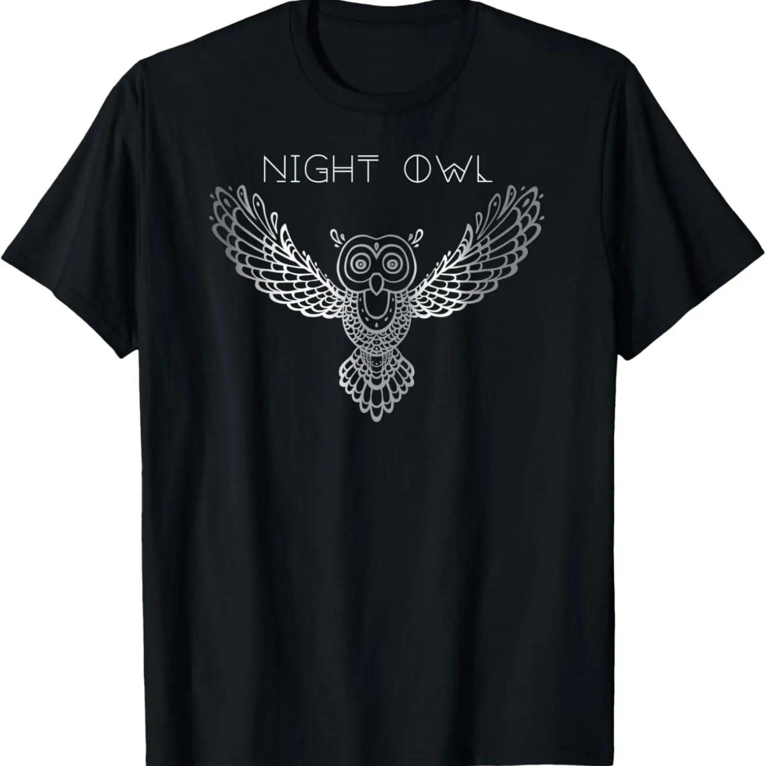 

Night Owl Graphic T-Shirt for Men and Women T-Shirt,100% cotton XXXXXL чорний