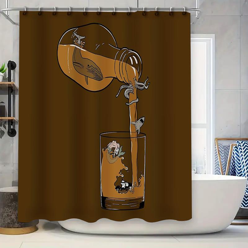 

Ocean Whale Shower Curtain Blue Sea Life Decor Bathroom Set Waterproof Fabric Vintage Nautical Home Decor Wall Hanging W60H190(CM)-1 Pcs