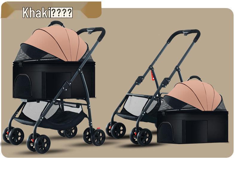 Lightweight Foldable Pet Stroller with Detachable Cage for Small Dogs & Cats