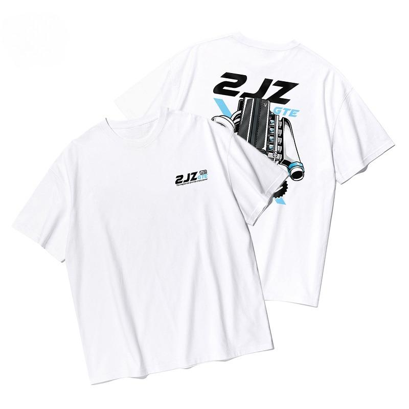 Men's round-neck T-shirt 2025 New 2jz turbine Engine jdm engine cultural print graphic fashionable casual hip-hop breathable top