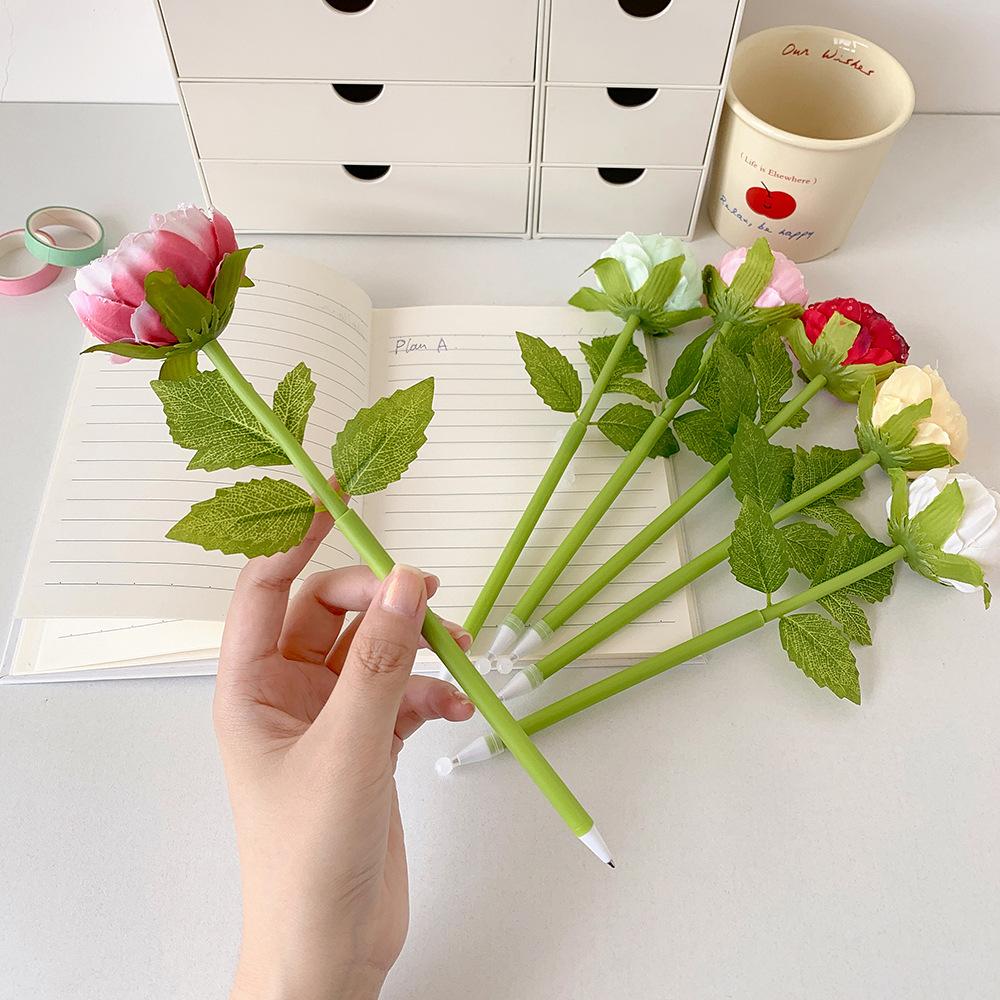 Artificial Flower Ballpoint Pen Peony Gel Pens Stationery Gift For Girls Signature Pen School Office Supplies Desktop Decoration