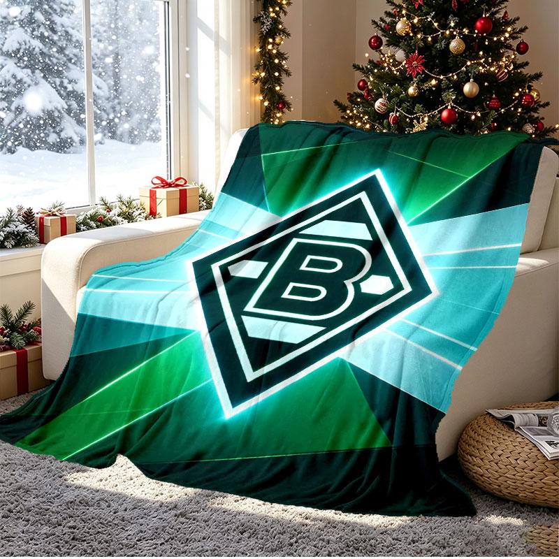 Koc ze wzorem Borussii Mönchengladbach do dekoracji domu, na łóżko, sofę, podróże samochodem, kemping, odpowiedni na wszystkie pory roku, prezent urodzinowy, świąteczny