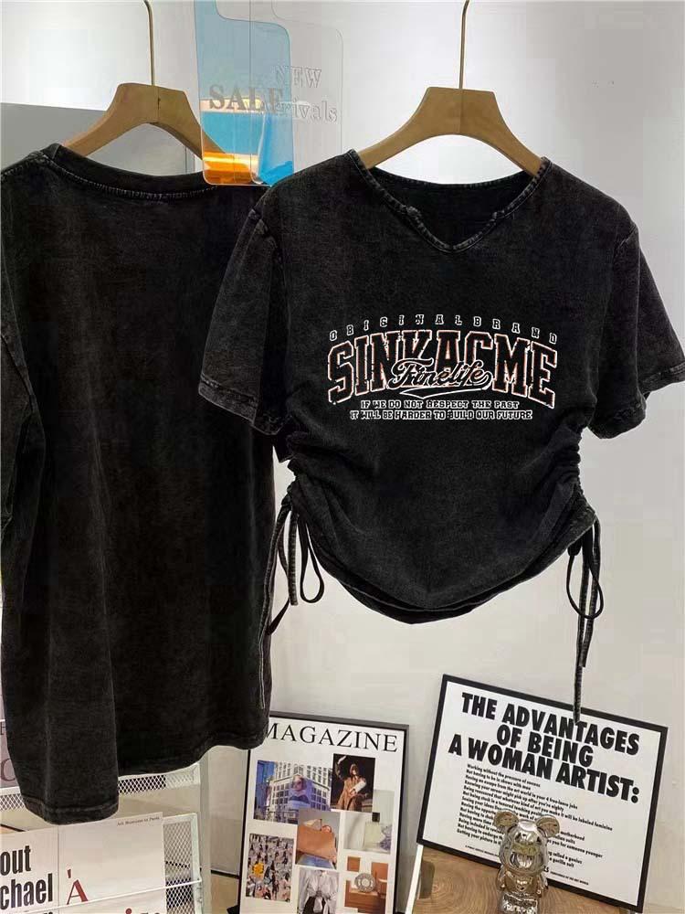 Distressed High Street Print Short Sleeve Pure Cotton Women's T-shirt – Summer 2025 National Tide Collection