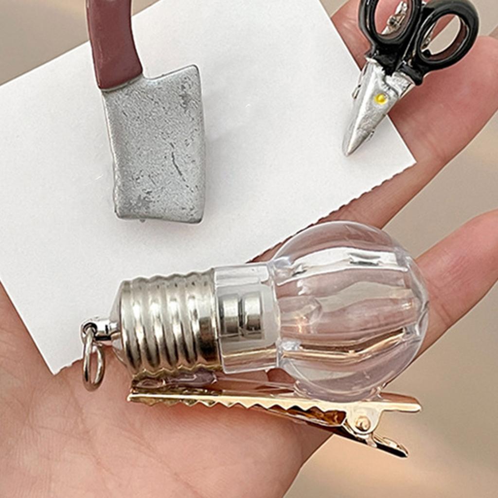 Cute Flat Clip Hairpin Barrettes Halloween Light Bulb Shape Headwear Bunches Clip Prank Hair Clip Photo Props