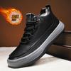 Pánské boty na běžecké boty pro muže, zimní boty, teplé plyšové boty z kůže, pánské zahušťovací boty pro muže, černé, bavlněné, business boty