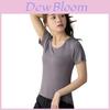 Mo Deer Damen Kurzarm T-Shirt mit Rundhalsausschnitt und Patchwork-Design für Freizeitkleidung