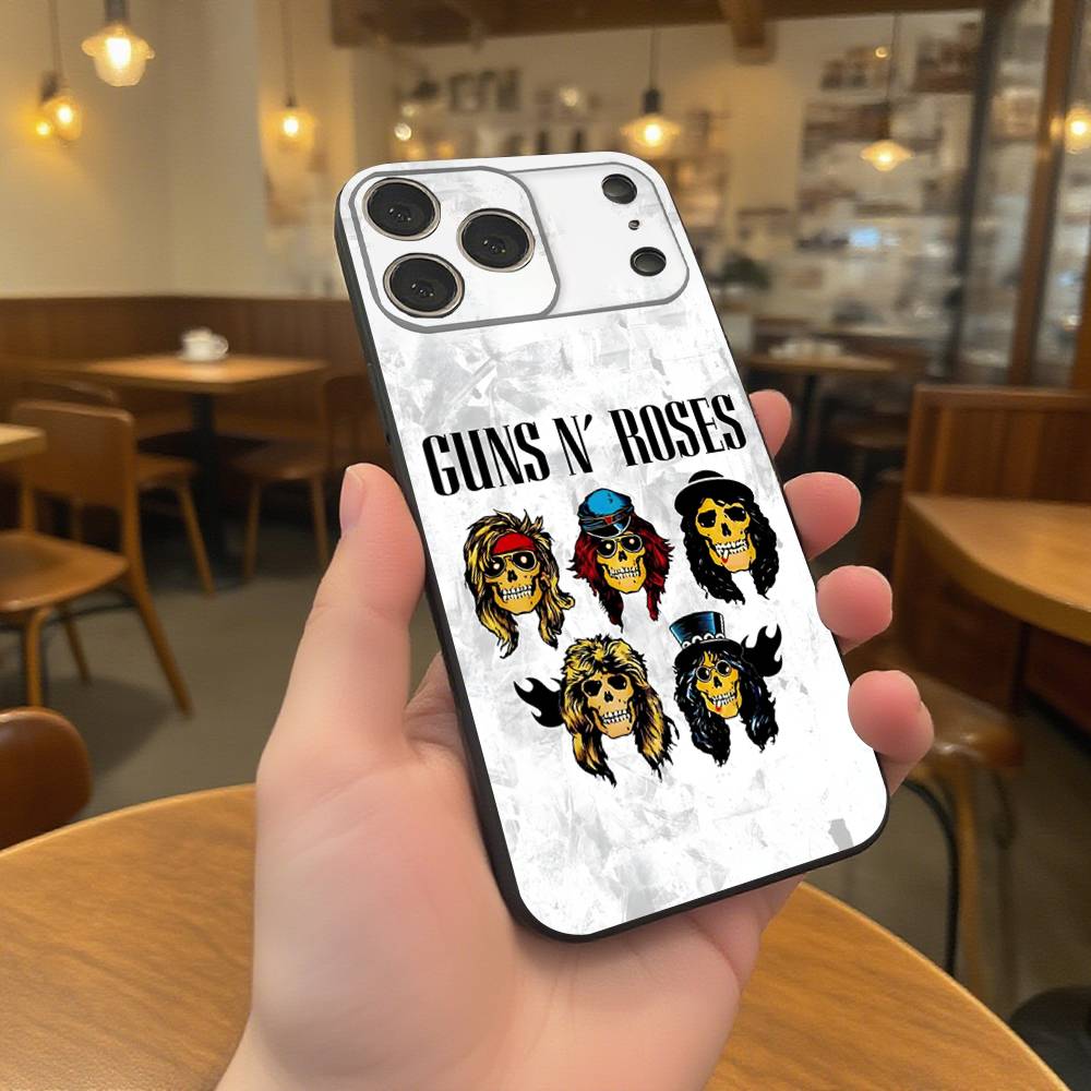 

Cool Band G-Guns N Roses Phone Case For iPhone 17,16,15,14,13,12,11,Pro,XS,Max,XR,Plus,E,SE4,Mini Black Soft Cover iPhone14