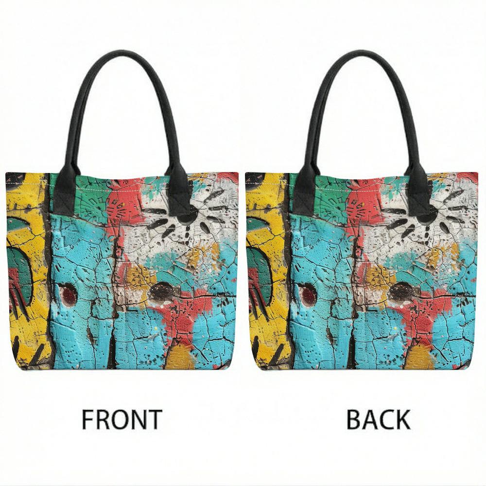  Graffiti Print Large Capacity Shoulder Tote Bag Fashion Casual Daily Carry Handbag