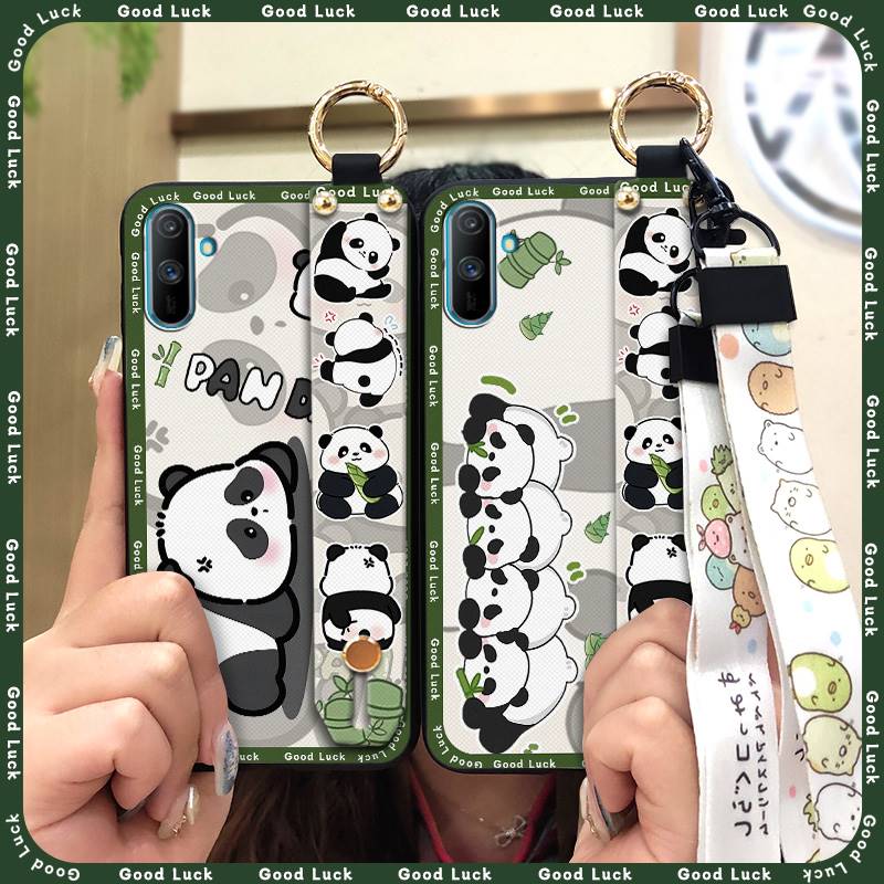 Ring Anti-knock Phone Case For OPPO Realme C3/C3i/Narz N10A Fashion Design Cartoon Dirt-resistant Durable Silicone Panda