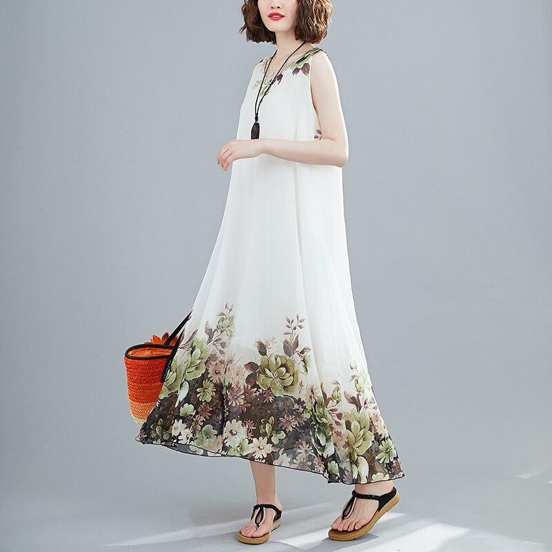 DIMANAF 2021 Abito da donna Prendisole Donna Vintage Chiffon Cintura  floreale Maxi Coreano Elegante gilet senza maniche Bianco Estate Nuovo  Vestito acquista in modo economico — spedizione gratuita, recensioni reali  con foto — Joom