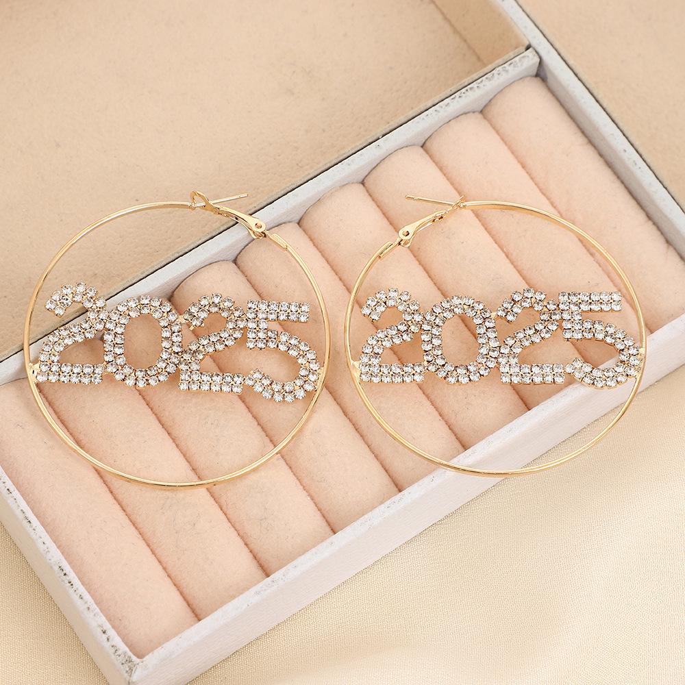 2025 Digital Shining Rhinestone Bohemian Hoop Earrings for Women