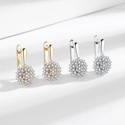 Europäisch-Amerikanische Mode Diamant Blume Ohrklemmen: Damen Temperament Zirkon Ohrringe, Vielseitiger Französischer Trendschmuck
