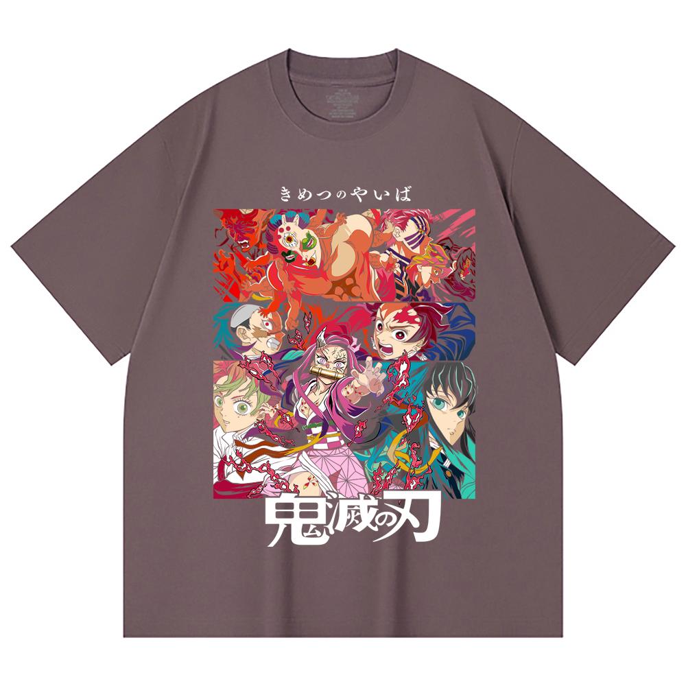 230 Gsm 100% Cotton Demon Slayer V26 Print Unisex Heavy Cotton T Shirt