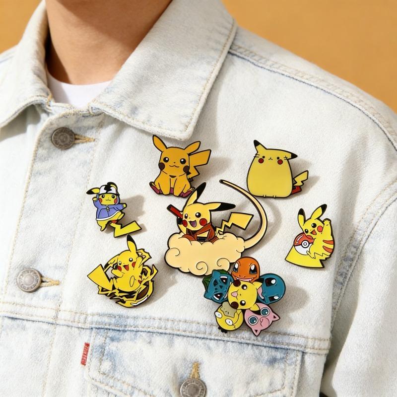 High Quality NEW HOT Pok Mon Pok Mon Brooch Pikachu Metal Badge Anime Cartoon Clothes Pencil Case Backpack Decoration Accessories