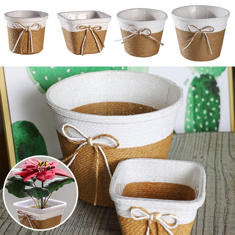 Easy To Use Plant Pot Paper Rope Braided Woven Basket Braided Flower Pot  for Indoor Outdoor Plants