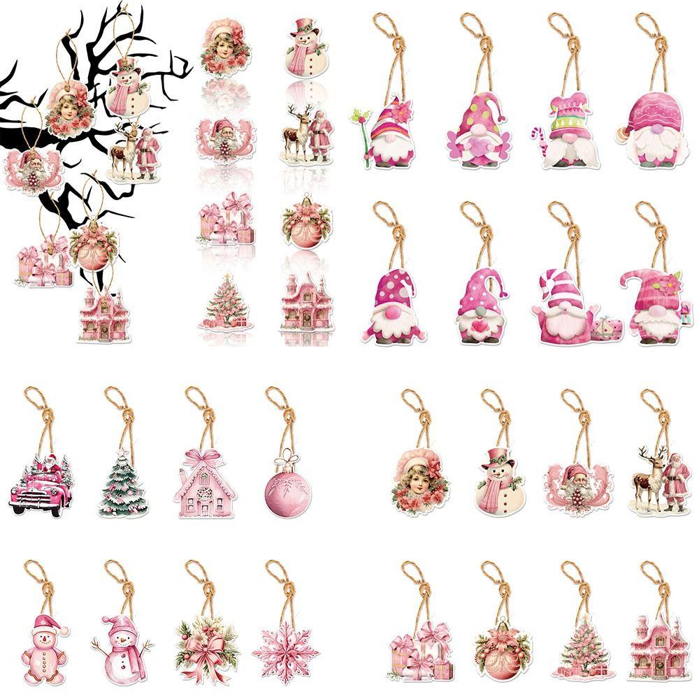 24pcs Santa Claus Christmas Tree Hanging Ornament Paper Christmas Tree Decoration Xmas Decor