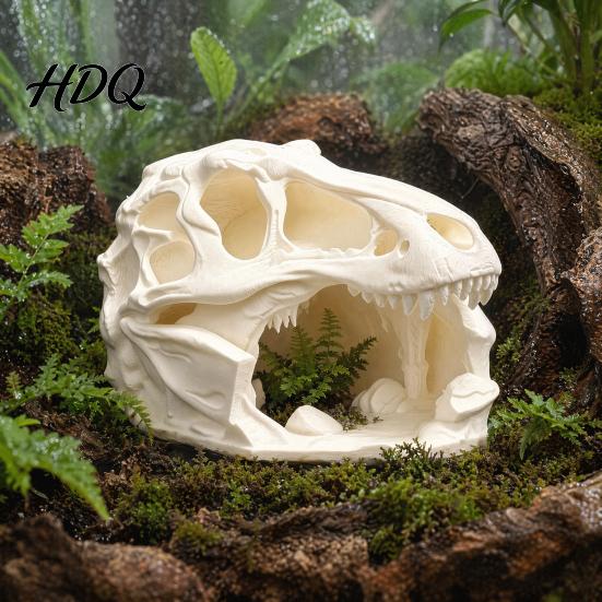 Natural Looking Reptile Shelter Dragon Skull Shelter Hide Cave Fine Carving Ornament Lizards Hideouts for Terrarium Fish Tanks Accessories Artistic