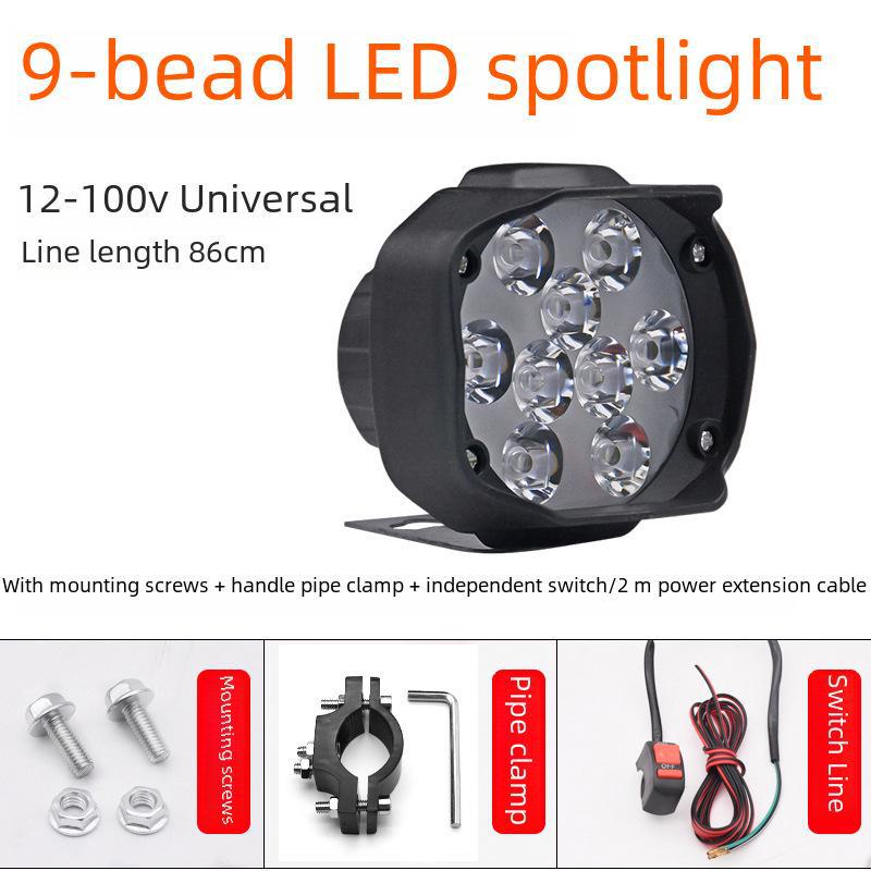 Super Bright LED Headlight for Electric Bicycle, Motorcycle, and Tricycle - High Intensity External Spotlight
