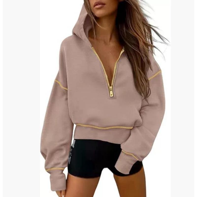 YYFS Felpe con cappuccio e felpe con cappuccio a maniche lunghe con stampa tinta unita casual alla moda da donna