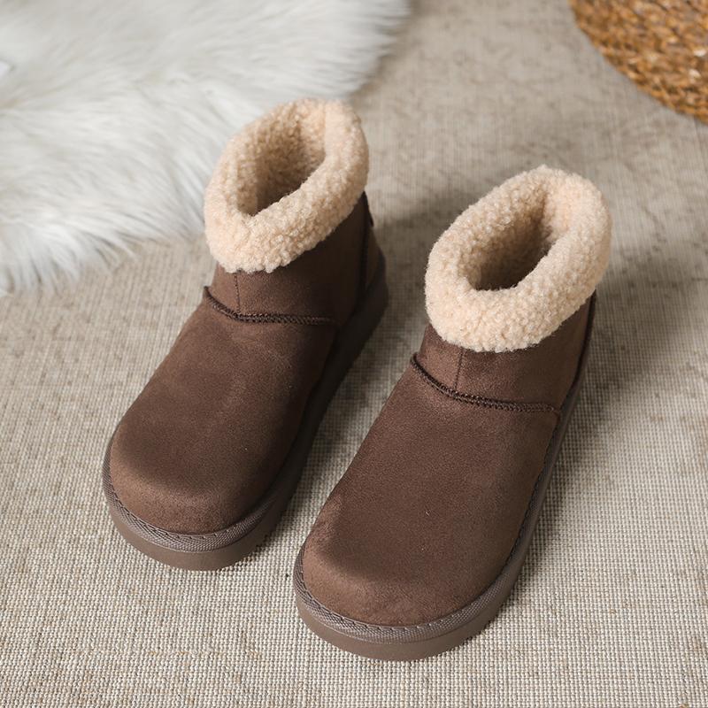 Fashion Women Ankle Snow Boots Suede Flats Platform Warm Winter Shoes 2025 Fashion New Casual Woman Sneakers Fur Cozy Zapatillas Mujer
