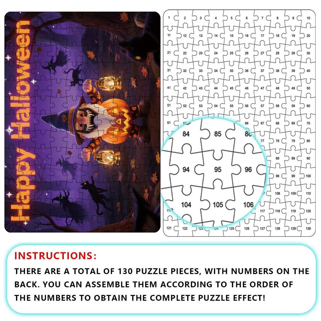 Søte bilder av Halloween-puslespill, Puslespill, Familiepedagogiske spill, Familiemalerier til dekorasjon.