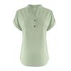 2025 Women's Solid Color V-Neck Buttoned Cotton-Linen Short-Sleeve Top