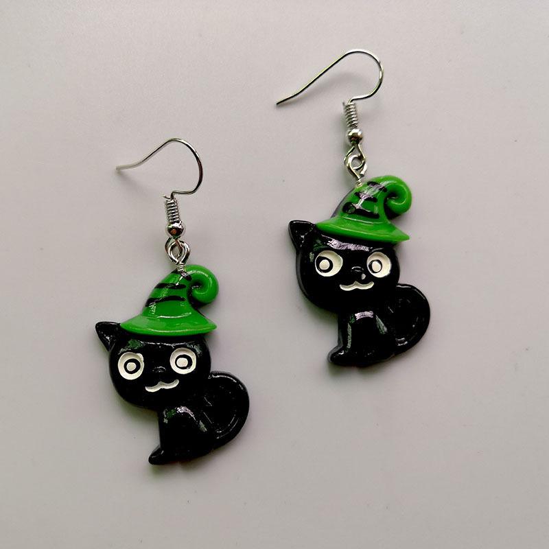Halloween Ghost Castle Pumpkin Skeleton Evil Bat Personality Punk Hip Hop Party Popular Jewelry Earrings Halloween Day Earrings