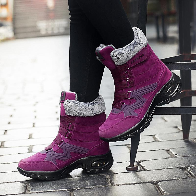 Winter Snow Boots Women Shoes High Top Warm Plush Outdoor Hiking Shoes Women Anti-slip Thick-soled Thick-soled Women Shoes