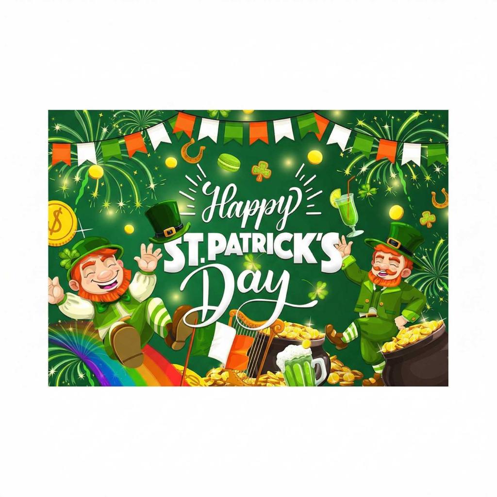 St. Patrick's Day Banner, Irish Commemorative Flag, Decorative Flag With Shamrocks