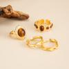 Vintage Morandi Tiger Eye Stone Open Ring, Unique Lava Sun Band Ring For Women