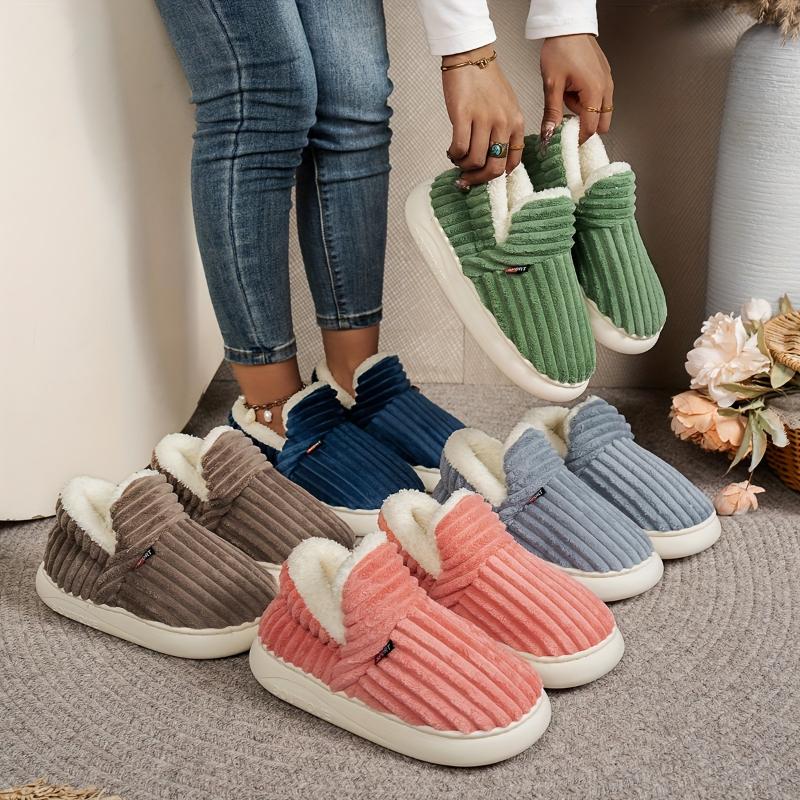 

Warm Solid Color Winter Slippers, Super Soft Flat Home Shoes, Comfortable Warm Plush Floor Slippers 36 темно-синий