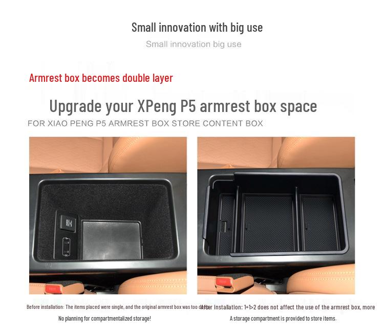 XPeng P5 Armrest Storage Organizer: Center Console Interior Accessory